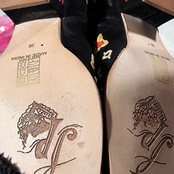 Free People Bowers Embroidered Ankle Boots in Black Celestial Suede - Picture 7 of 7